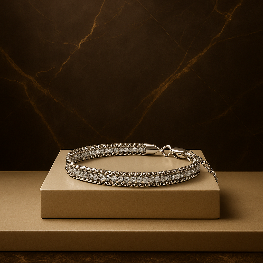 Averra Stainless Steel Tennis Bracelet – White Zirconia Chain Link Edition
