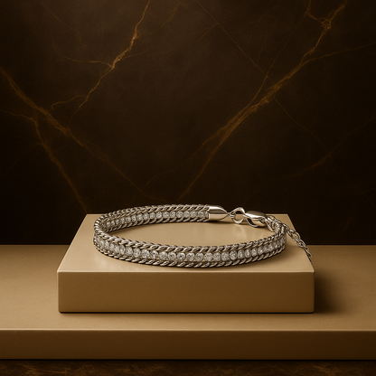 Averra Stainless Steel Tennis Bracelet – White Zirconia Chain Link Edition