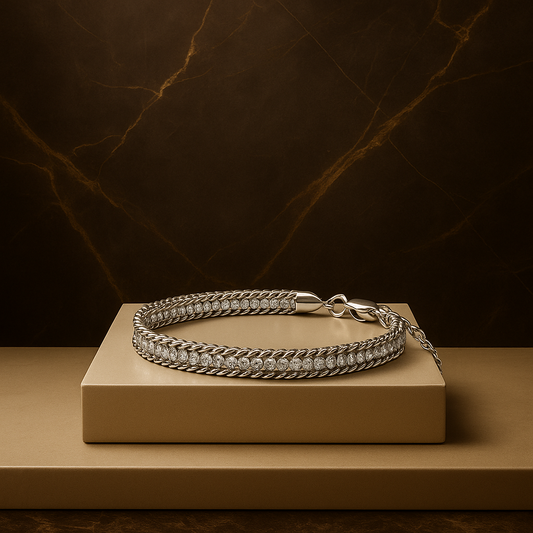 Averra Stainless Steel Tennis Bracelet – White Zirconia Chain Link Edition