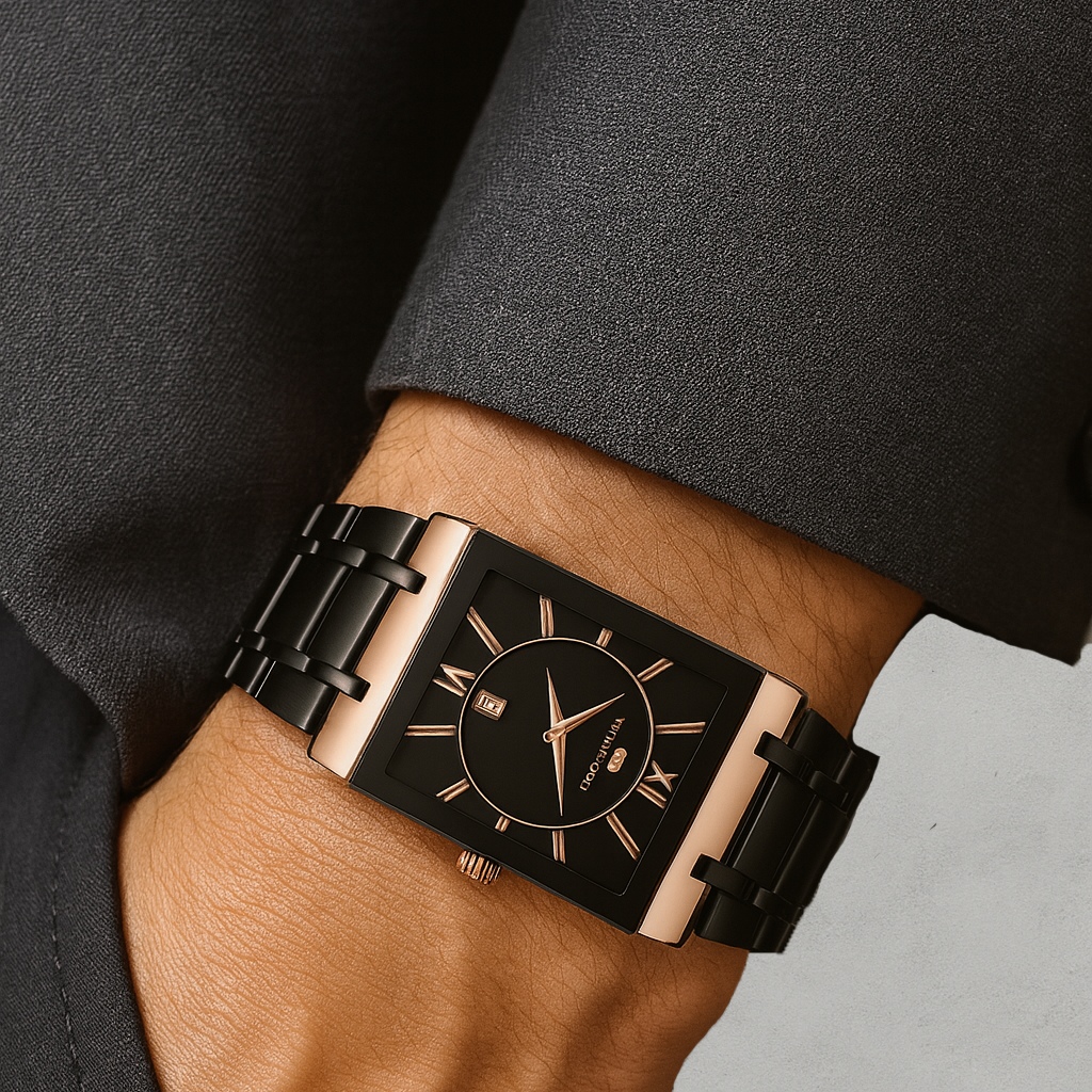 Averra Regent Rectangular Quartz Watch – Luxury Steel Edition
