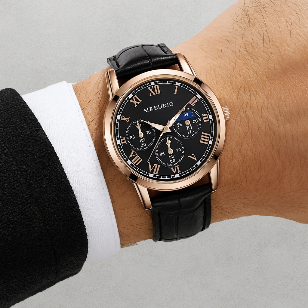 Averra Luxury Quartz Men’s Watch – Casual Leather Strap Wristwatch