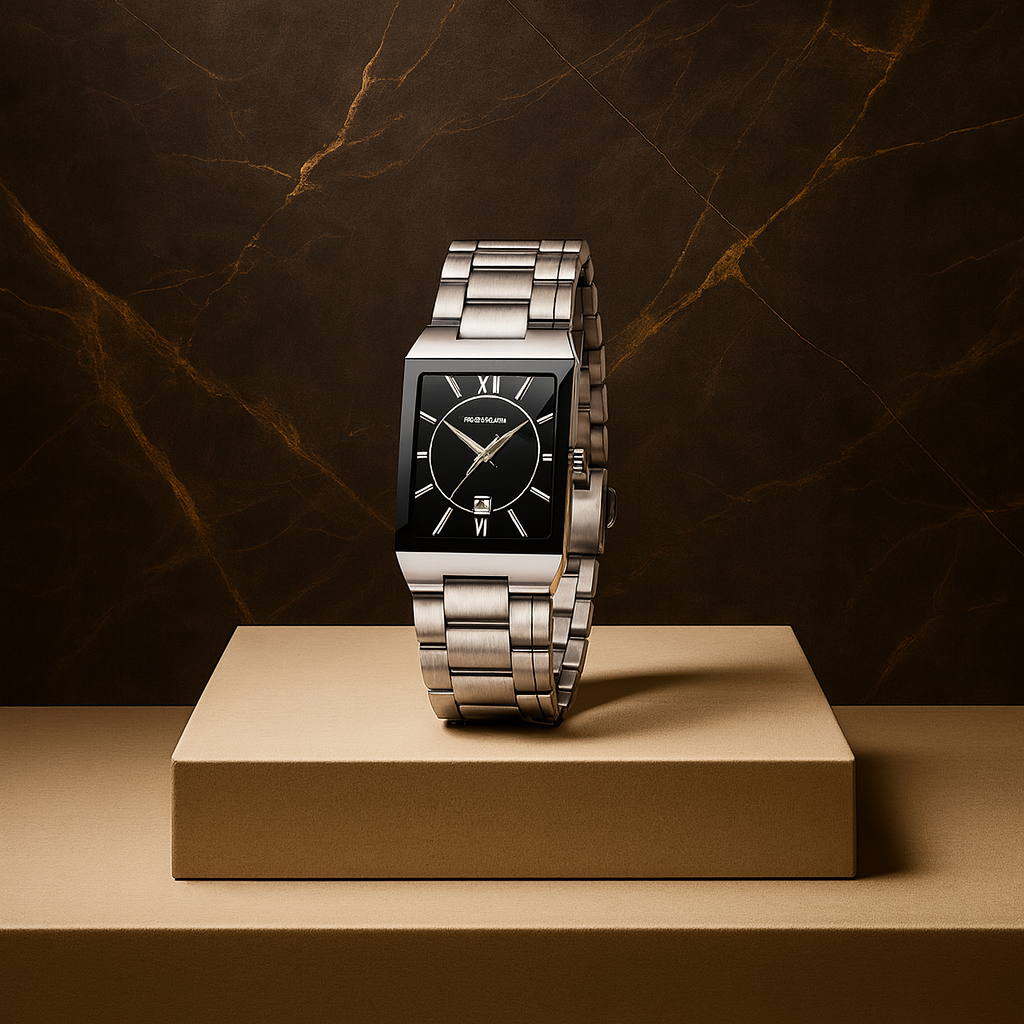 Averra Regent Rectangular Quartz Watch – Luxury Steel Edition